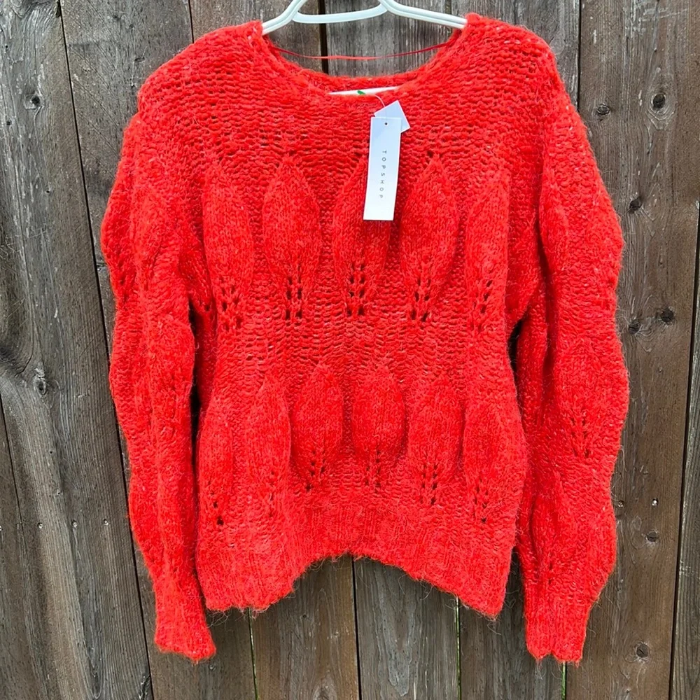 Topshop women’s red sweaters. Size 12 Topshop Red Pointelle  Knit Sweater  NWT